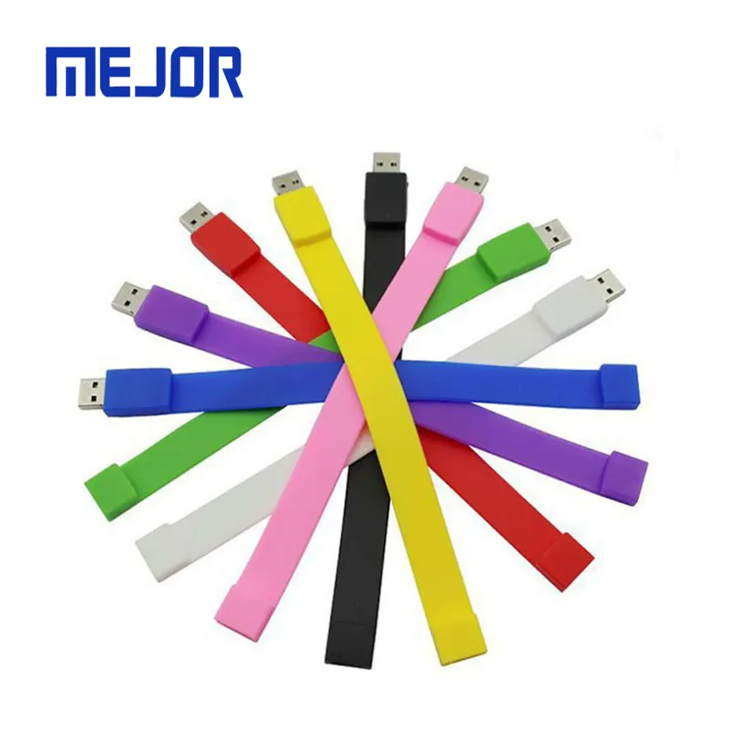 32G Rubber Pen Drive 16G Flash Disk OEM Memory Band 4G Wristband 8 Warna Silicone USB Bracelet