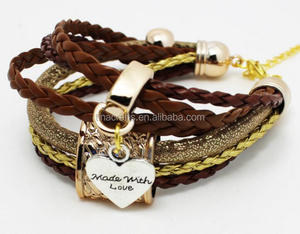 Pulseira masculina de couro trançado, bracelete com cera de algodão artificial, novo, 2021 - Product Image 1