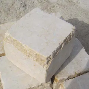 로마 노란색 석회암 포장 돌 큐브 돌 석회암 블록