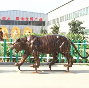 Ручная работа Лучшее качество под заказ металлическая Золотая Бронзовая статуя тигра скульптура