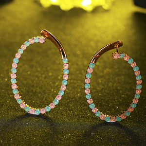 Joyería de plata damas pendientes diseños fotos de rosa aguamarina piedra Piercing aro pendientes - Product Image 1