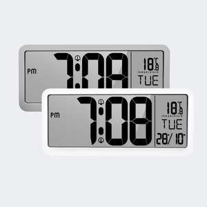 Bán buôn sáng tạo vuông kích thước lớn 24/12 giờ trong nhà <span class=keywords><strong>LCD</strong></span> âm nhạc kỹ thuật số tường đồng hồ báo thức - Product Image 5