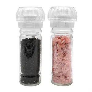 Molinillo de sal y pimienta de vidrio con tapa, 100ml, molinillo de especias, 100ml