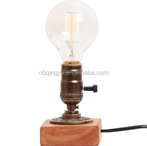 Loft Phong Cách Steampunk Công Nghiệp Cổ Điển Gỗ Tự Làm Bàn Đèn Với LED Kim Loại Bóng Đèn Bàn Điện Cho Trang Trí Nội Thất - Product Image 2