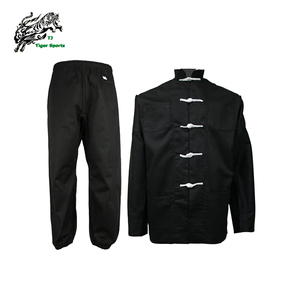 Costume Tradizionale Cinese Nero per Kung Fu in Tessuto Salutare 100% Cotone Durevole Unisex per Adulti - Product Image 2
