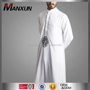 2016 नई शैली दुबई मुस्लिम पुरुषों Thobe Thawb कशीदाकारी इस्लामी Abaya