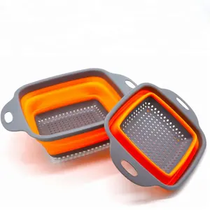 Retractable Folding Silicone Steamer Washing Basket Collapsible Colander