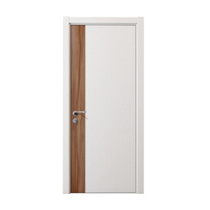 Porte battante à âme en bois massif moulé au design moderne, isolation phonique, revêtement composite en feuille noire, finition mélamine intérieure - Product Image 3
