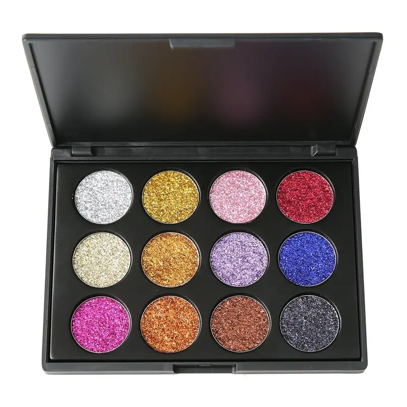 Private Label Make Up Cosmetics no brand wholesale makeup Pressed 12 color Glitter Eyeshadow
