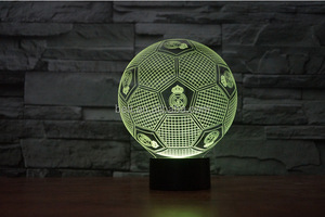 Real Madrid 3D fútbol diseño Decoración Luz de la noche de la ilusión óptica LED 3D lámpara para la promoción - Product Image 4