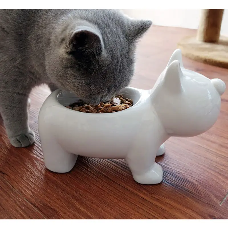 3D kedi şekli OEM Seramik Gıda su kasesi Kedi Pet Çanak