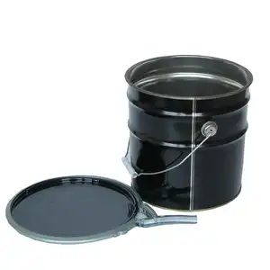 10 Lt liter 2 US gallon black metal tin rosin paint bucket with iron hoop