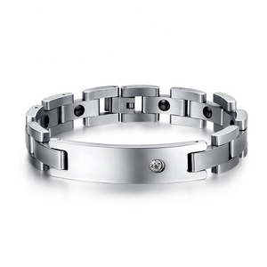 Braccialetto magnetico dell'ematite degli uomini di colore argento dell'acciaio inossidabile 316L all'ingrosso della fabbrica di Guangzhou - Product Image 1