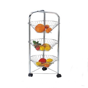 CKD Metal 3 Tier Round Storage Cart <strong>Vegetable</strong> Fruit Storage <strong>Trolley</strong> - Product Image 2