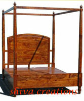 Cama con dosel de madera maciza Sheesham para el hogar, muebles de dormitorio suaves plegables de estilo moderno para hoteles indios