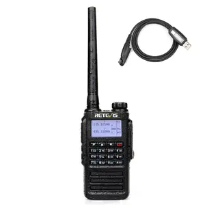 Retevis RT87 IP67 impermeable codificador VOX DTMF MSK tono Walkie talkie de doble banda UHF/VHF jamón dos vías de Radio + Cable de programación