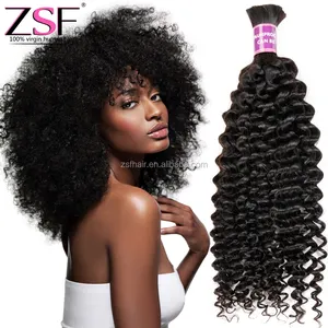 Afro cheveux humains crépus pour tressage acheter en vrac tissage de cheveux