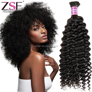 Cabello humano Afro para trenzado, compra de cabello ondulado a granel