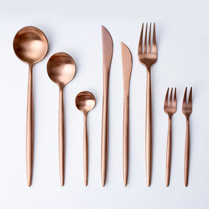 Elegant dinnerware sets luxury metal cutlery flatware stainless steel cutlery eco friendly cutlery set with gold plated