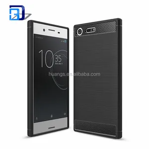 New Mobile Phone ShockProof Carbon Fiber Brushed Pattern Soft Silicone TPU Protective Cover Case For Sony Xperia XZ Premium