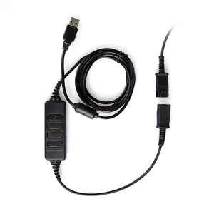 Casque QD (déconnexion Rapide) connecteurs pour câble adaptateur <span class=keywords><strong>USB</strong></span> w/volume et muet compatible avec <span class=keywords><strong>Plantronics</strong></span> ou Jabra - Product Image 1