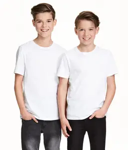 Детская футболка с круглым вырезом, простая белая футболка для мальчиков
