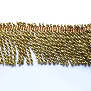 Metallic TWISTED FRINGE, Metallic BULLION FRINGE para Flag GOLD Gold Textile Raw Material para Cortina Trim Machine Produzido QX