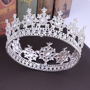 มงกุฎมงกุฏคริสตัลแบบเต็มรูปสำหรับใส่ออกงานพรอมสีทอง - Product Image 5