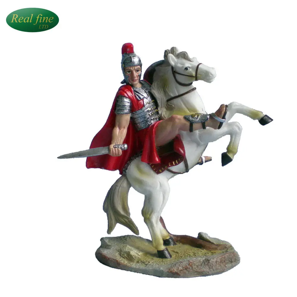 Оптовая продажа, итальянская фигурка солдата из смолы римского века с лошадью для украшения