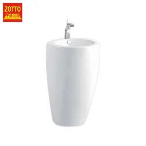 Moderno sanitari rotonda high-end lavelli giardino esterno bagno lavandino a colonna lavabo in ceramica con il basamento