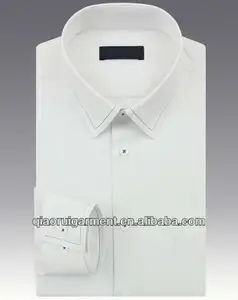 100% algodón de alta calidad de lujo diseño vestido/Formal de manga larga camisa blanca para hombre