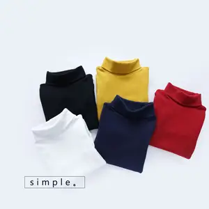 Kids Turtleneck Shirts Wholesale Toddler Girls Boy Kids Turtle Neck Tops Clothes Long Sleeve Plain Mock Neck Turtleneck T-Shirts