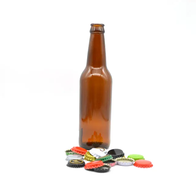 Botellas de cerveza de cristal transparente, 300ml, con tapas de corona, 10oz