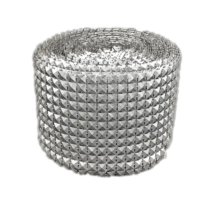 Sparkle 12 Reihen Silber Pyramide Wide Mesh Großhandel Band besatz für Unterwäsche Accessoires