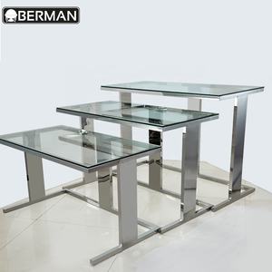 العربية الطعام طاولة مرآة أعلى الزفاف الفولاذ المقاوم للصدأ مستطيلة التعشيش طاولة بوفيه - Product Image 2