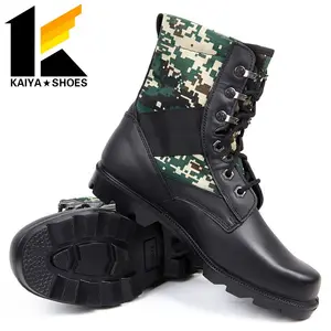Biqueira de aço de segurança da polícia do exército botas em preto camuflagem