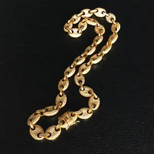 Hip Hop Quality 5 A Zircon Pig Nose Necklace Cuban Link Chain Men's Necklace Fashion Jewelry