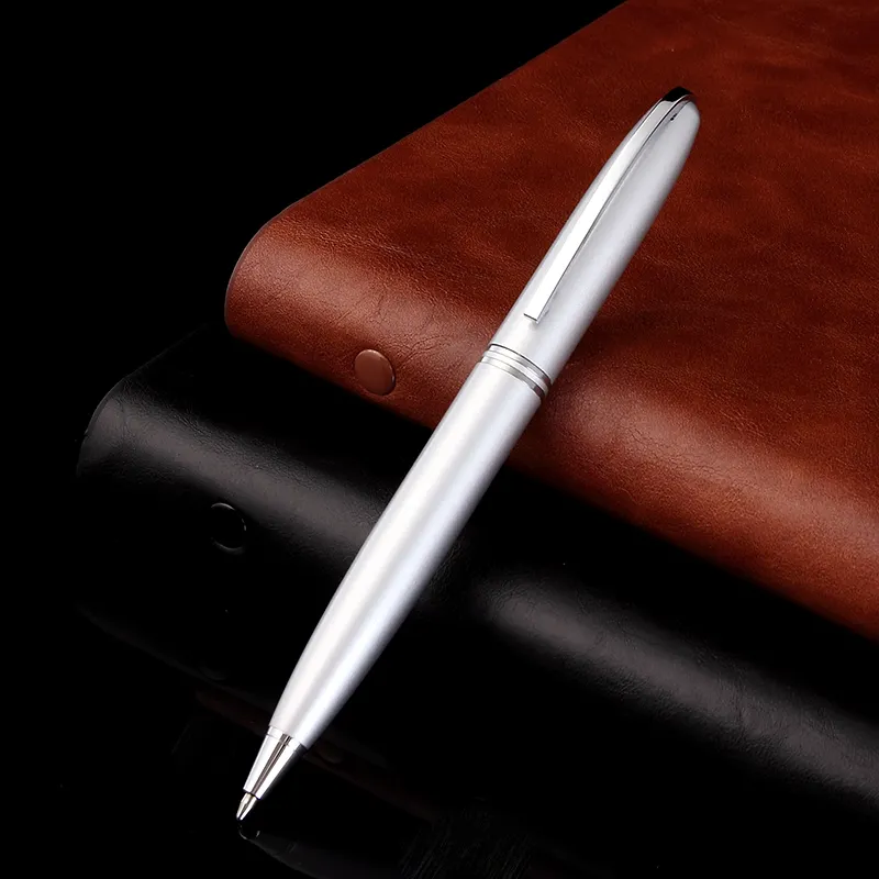 Caneta esferográfica executiva premium para hotel, caneta de metal pesada preta fosca prateada de alta qualidade