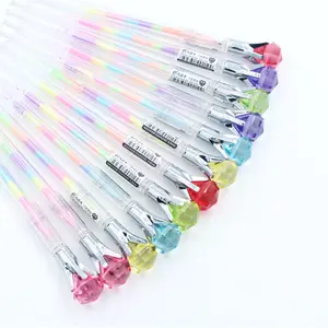 Wholesale creative stationery fancy big diamond plastic gel pen for school office supplies