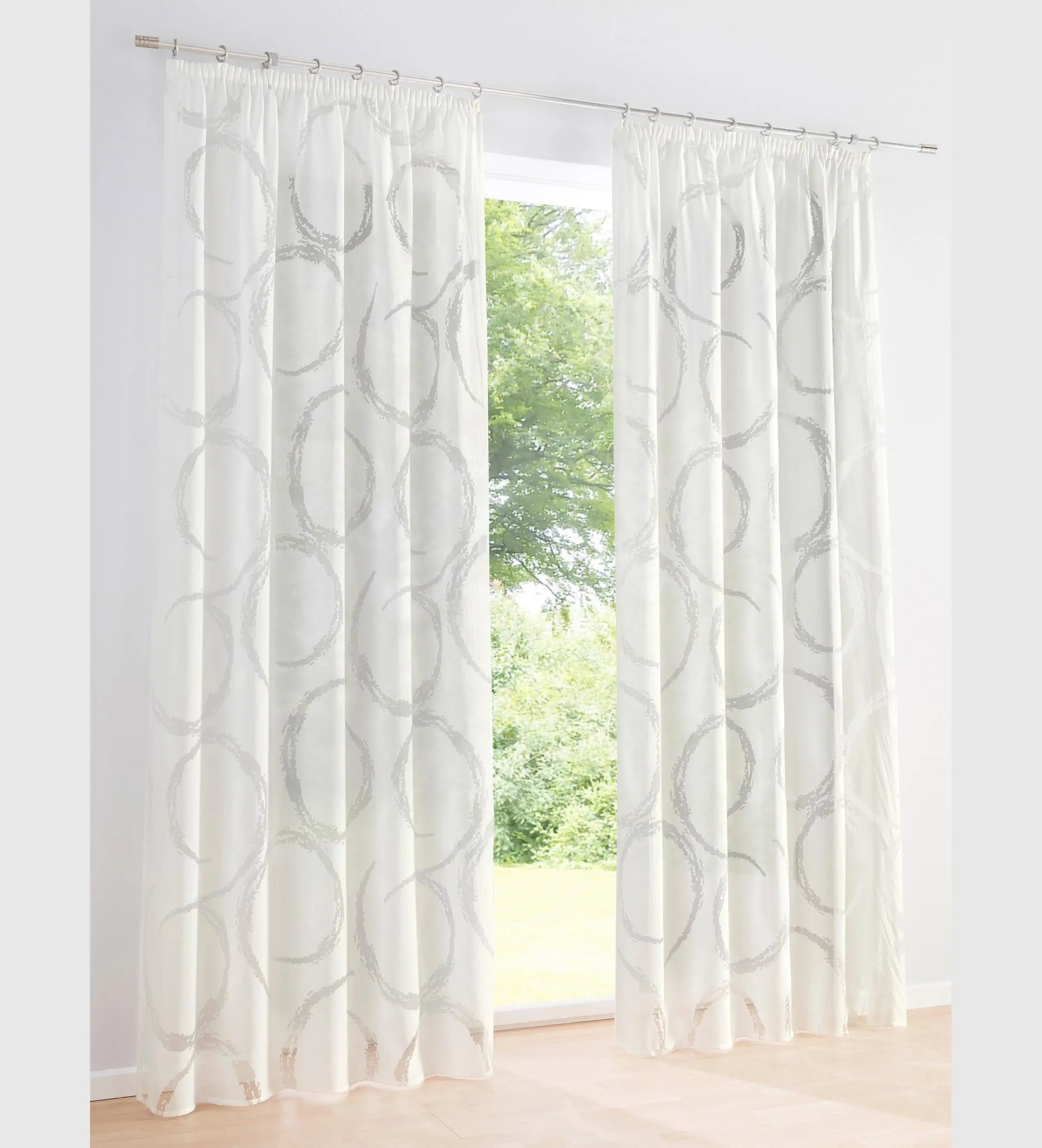 Light color sheer printed patterned window curtains