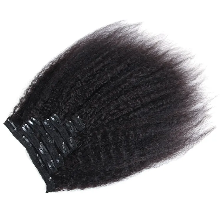 Wholesale remy clip in hair extension for black women kinky straight kinky clip in hair extensions