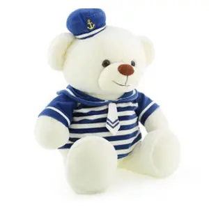 cartoon cute boy and girl plush couple teddy bear toy wholesale custom logo stuffed animal soft toys navy teddy bear for kids