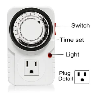 Dupla Tomada aterrada timer, temporizador mecânico