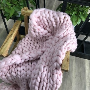 Cực Đan Siêu Chunky Đan Merino Len Bông Chăn Nữ Hoàng Kích Thước Tua Mô Hình Mặc Di Động Bộ Đồ Giường Bé Sơ Sinh - Product Image 6