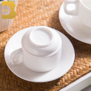 European Crockery Stoneware Porcelain Dinnerware White Hotel <strong>Stackable</strong> 80ml 160ml 240ml Coffee <strong>Cup</strong> and Saucer Set - Product Image 4