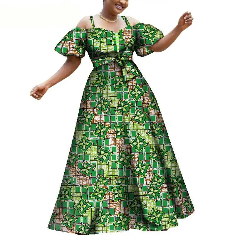 H & D אפריקאי ליידי שמלה מותאם אישית מזדמן אופנה עיצוב שעוות הדפסת בד שמלת עבור נשים