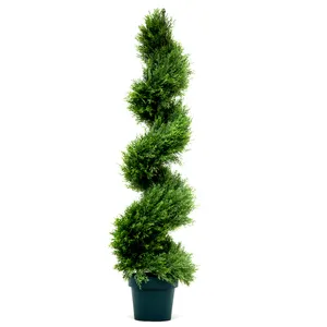 Upright Juniper Slim Espiral Árvore com Verde Escuro Rodada Pot Produtores