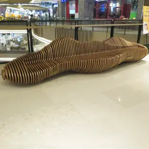 Nuevo diseño de interior al aire libre jardín curva centro comercial largo de madera grande de banco del parque