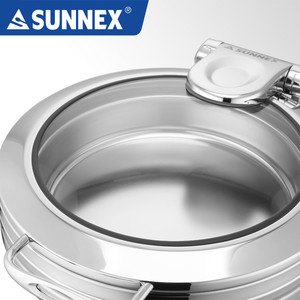Plat de service en acier inoxydable à fond induction avec diamètre de 36 cm et verre trempé plus large pour hôtel et restaurant 6,0 litres - Product Image 2
