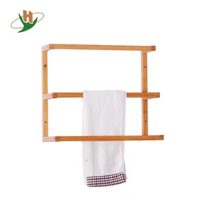垂直壁挂式竹木毛巾晾衣架